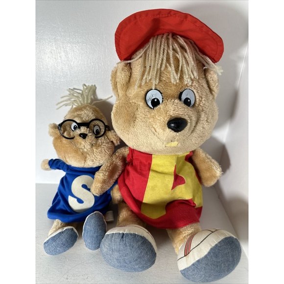 Alvin Chipmunks Pull String Talking 18" Plush Stuffed Ideal '83 - BROKEN STRINGS - Picture 2 of 3